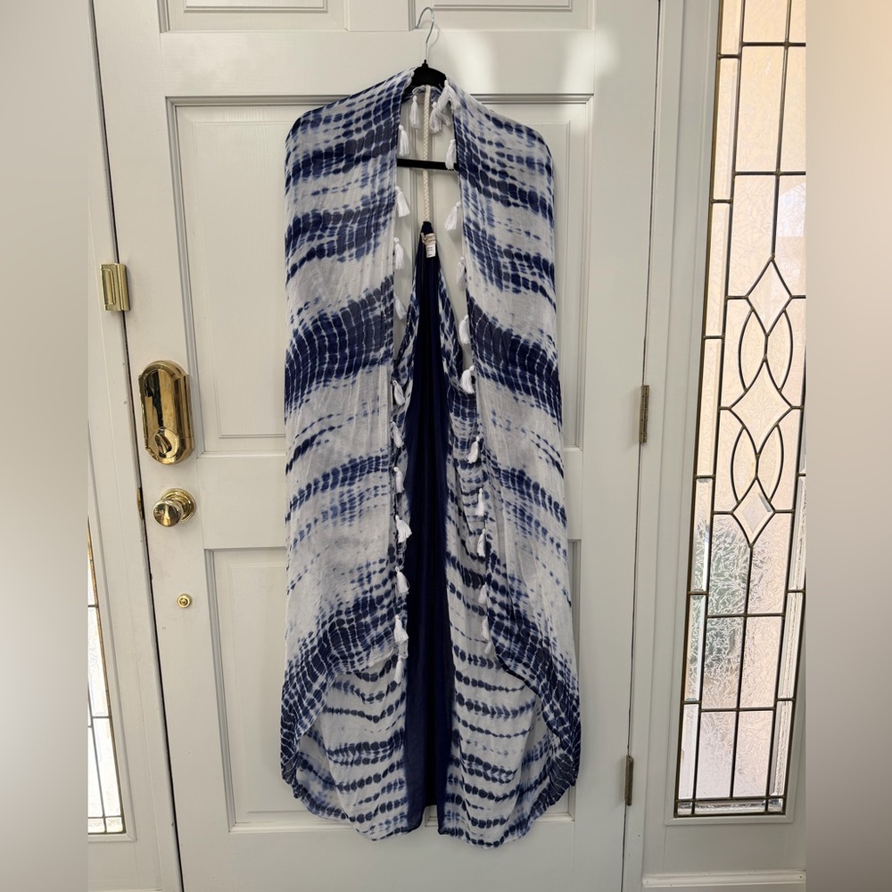 Pool to Party, Subtle Luxury Navy & White Tie-Dye Beach Coverup